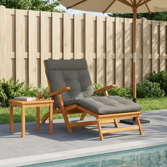 vidaXL Ligstoel Kussen VIANEN 100% Polyester Grijs 200 x 90 x 8 cm