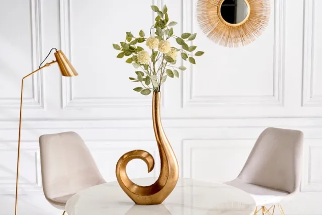 Invicta Interior Moderne vaas WAVE 47cm goud aluminium gepolijst decoratie - 41567 Zie omschrijving