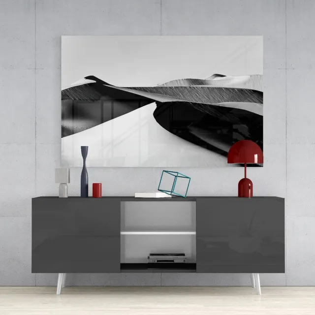 Insigne Art Glasschilderij Abstract - Zwart - Grijs - 72x46 cm