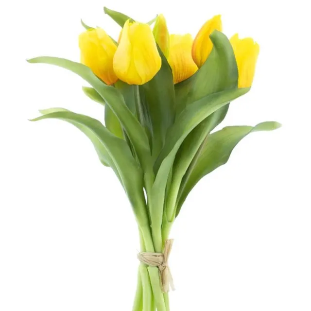 Vermeer 7 kunst tulpen Vermeer-boeket van 7 yellow kunsttulpen-Real Touch Vermeer tulip bundle Sally X7 yellow 31cm geel