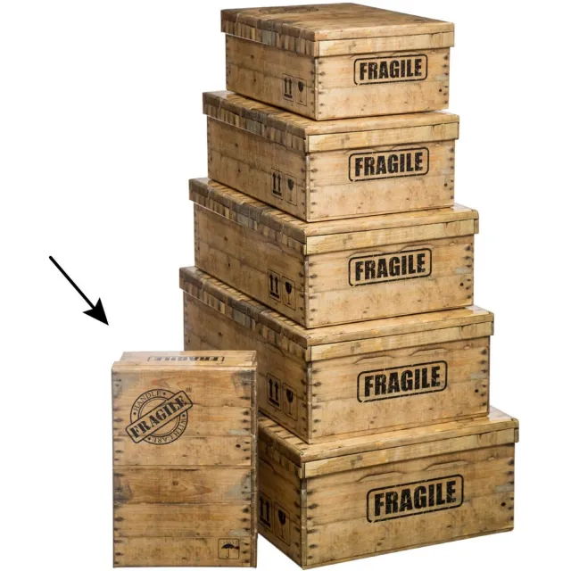 5Five® 5Five Opbergdoos/box - houtkleur - L25 x B17 x H9.5 cm - Stevig karton - Woodybox Lichtbruin