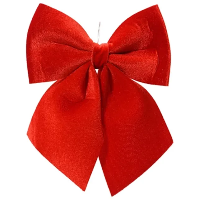 Decoris Kersthanger strik - rood - polyester - glanzend - 24 cm - Kerstornament - kerstboomversiering
