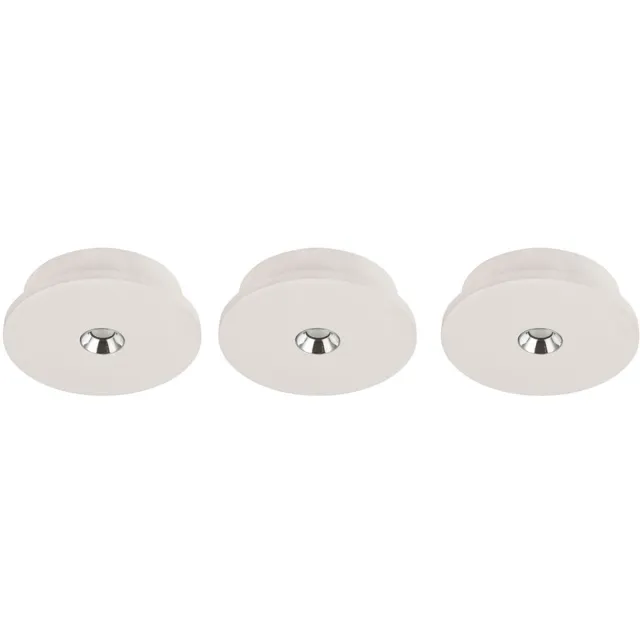 Globo Lighting Plafondlamp gips wit keukenlamp moderne plafondlamp verchroomd, LED 4W 200Lm warm wit, DxH 16x4,5 cm, set van 3