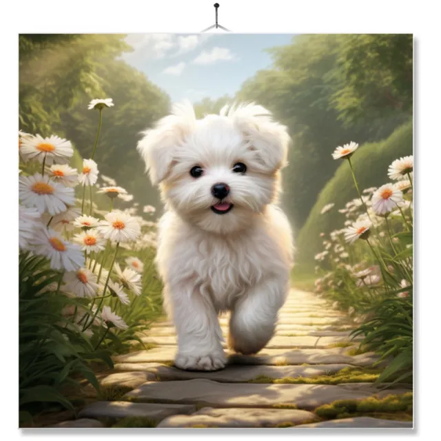 MC Living Tegel Met Opdruk | Geschenk | Puppy In De Tuin | Maltezer Ontwerp 1