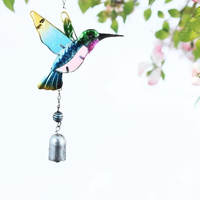 Daity 1 stuk - Kolibriebelornament - kolibriewindgong - hangende beldecoratie - geschikt voor terras - tuin - huis en buiten Blauw