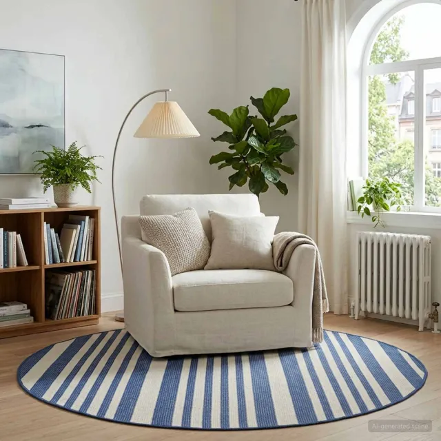 vidaXL Binnen- en buitenvloerkleed OLITE Naturel en marineblauw Bruin