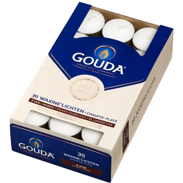 Gouda Waxinelichtjes - 120 stuks - Wit - 8 branduren