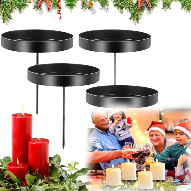 RUPINUS Set Van 4 Kaarsenstandaards, Met Pin Voor Stompkaarsen, Elegante Kamerdecoratie. Zwart
