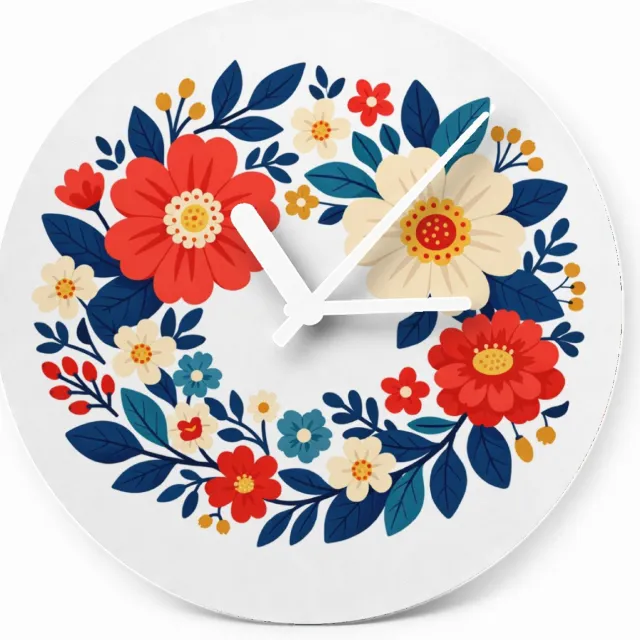 Mr Cadeautjes Glazen klok Ø 20 - design Een nieuwe retro-cadeauprint met een botanische rand en een | cadeau Wit