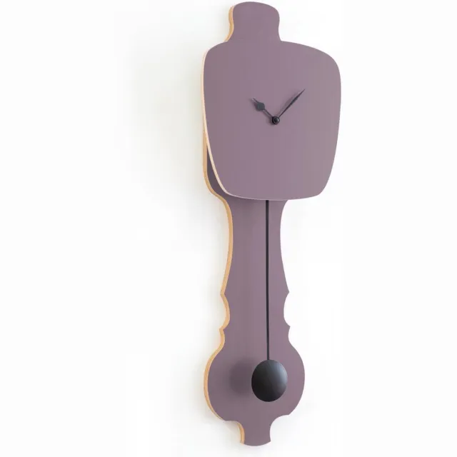Kloq Wandklok met Pendule - Batterijen Inbegrepen - Wanddecoratie - Quartz Beweging - Niet-Tikkend Batterij Aangedreven - Lavendel Grijs & Diep Zwart - Small
