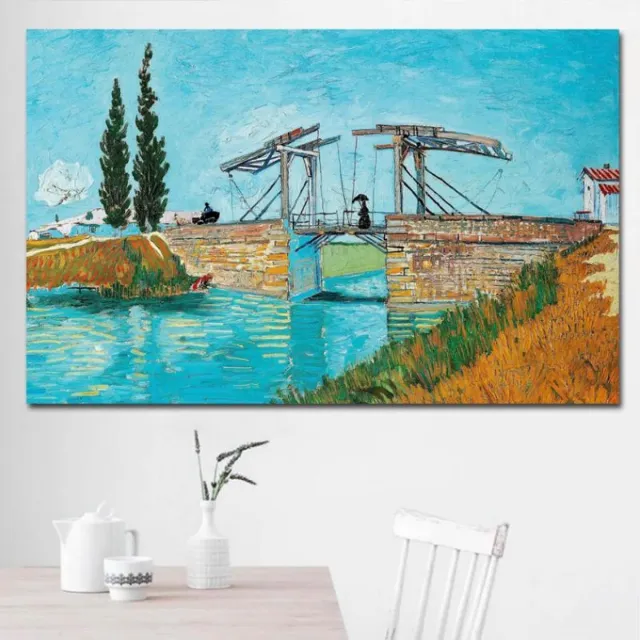 Allernieuwste Canvas Schilderij Vincent Van Gogh - De Brug van Langlois Bij Arles - Kunst - Poster - 40 x 60 cm - Kleur Multicolor