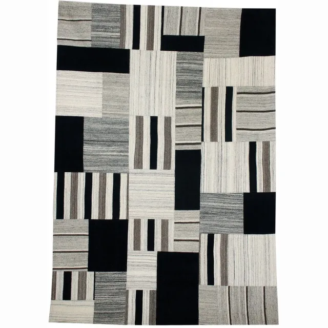 Padiro design laagpolig vloerkleed 80 x 150 cm - lichtbeige - modern geometrisch patroon - voor vloerverwarming - van wol en katoen