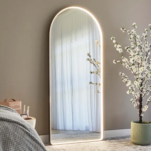 Milton & Oldbrook Staande Spiegel met Verlichting 50 x 160 cm Atrani Goud