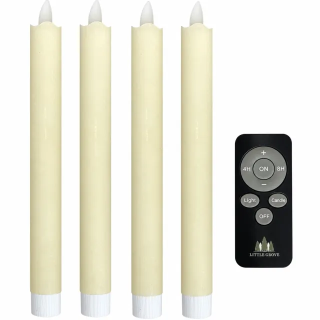Little Grove set van 4 LED-dinerkaarsen van echte wax - 22,5 cm - Milk Foam