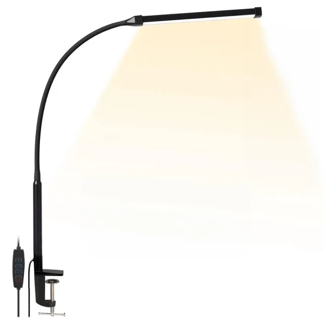 Vicon Bureaulamp LED Dimbaar - 3 Kleuren licht - Met Klem - Klemlamp - Leeslamp - Tafellamp - Bedlamp - Hobbylamp Zwart