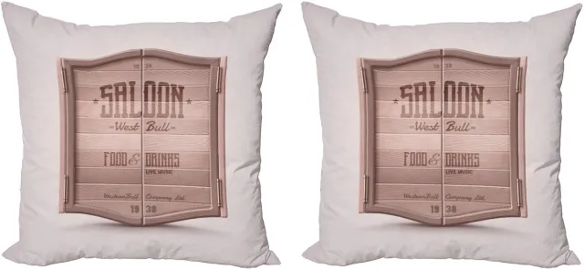 ABAKUHAUS Western Sierkussenhoes Set van 2, Antiek Saloon-Tür, Modern Accent Dubbelzijdige Digitale Print, 60x60, Warm Taupe Bruin