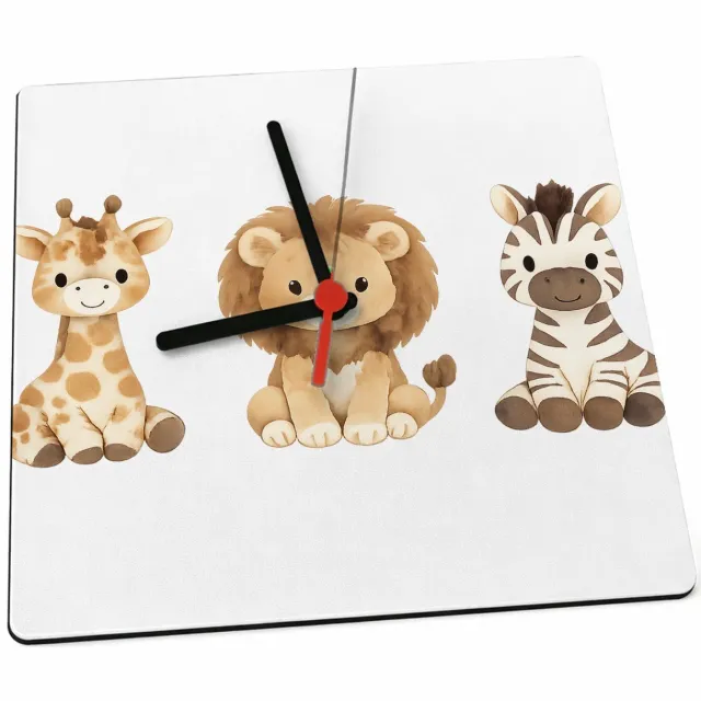 Mr Cadeautjes Klok 19 x 19 - design Rustig drieluik met bosdieren in zachte aquarel | cadeau Wit