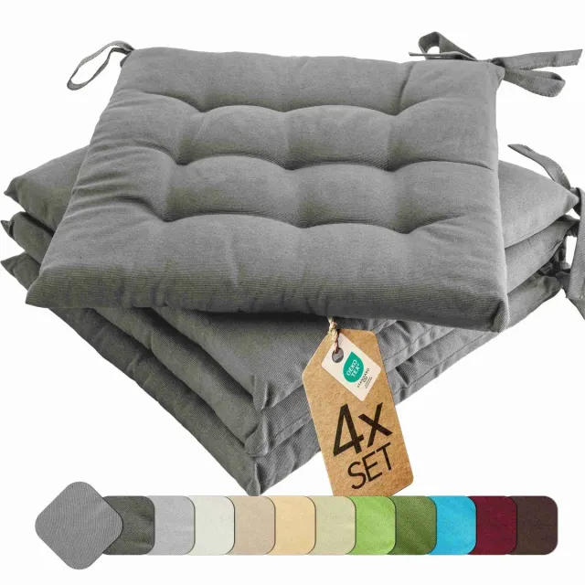 etérea Himmlische Qualität etérea Basic Zitkussen Stoelkussen - Seat Cushion 4 Stuk - 40x40 cm - Grijs