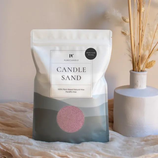 PureWorld PureCandle Kaarsenzand met Lonten – Oudroze– 450g (740ml) – 30 Lonten – Navulset voor Kaarsdecoratie - Poederkaars - Origineel en Leuk Cadeau - Kaarspoeder - Kaars parels Oudroze/paars (Purple Rose)