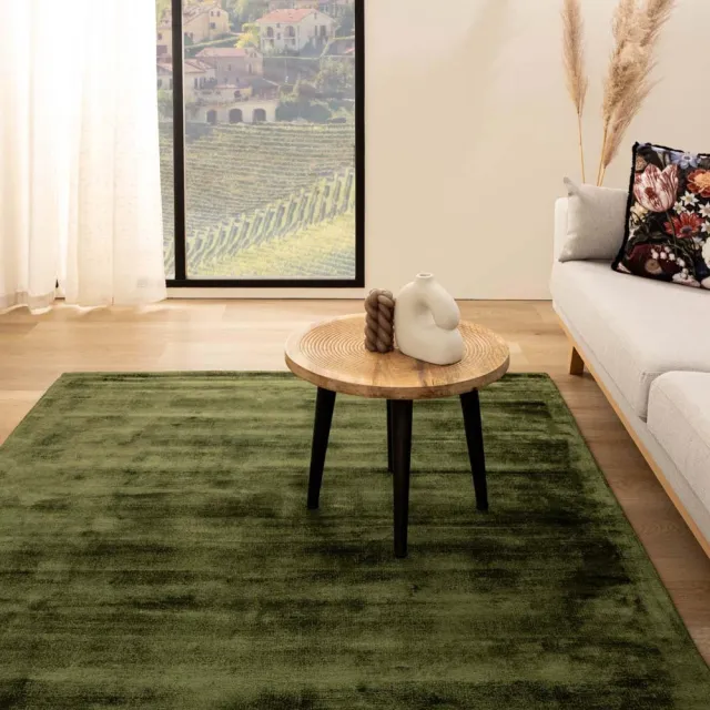 Paon Brillant Viscose vloerkleed vierkant - Glamour groen 300x300