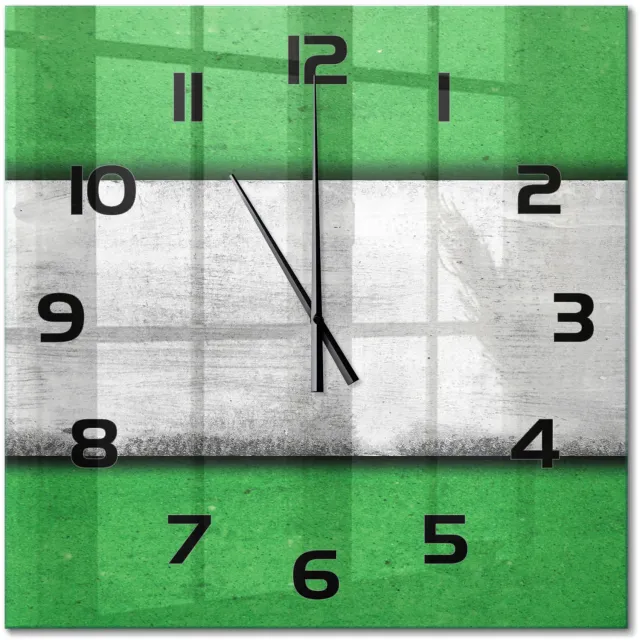 TULUP Wandklok - Groene muur Decoratieve Glazen Klok - 60x60 cm - Groente Glazen Wandklok Design - Zwarte handen - Vierkante Klok - Glazen Klok Met Print - Wandklok Glas Met Motief