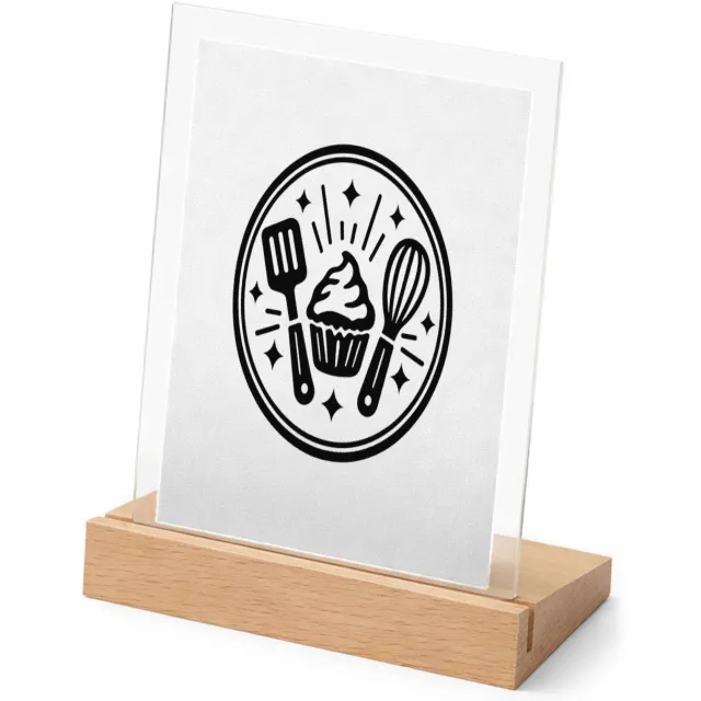 Mr Cadeautjes Glasframe met vaste tekst - design Een krachtig keukenembleem met een persoonlijke rolnaam en e | cadeau Wit