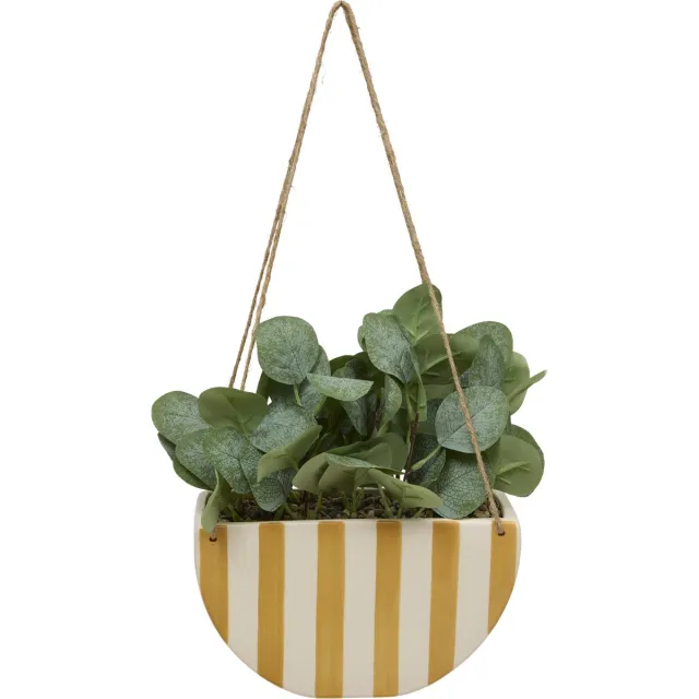 Atmosphera Kunstplant Hangplant Chéri met keramieken pot - 21x10x27cm - Oranje Groen