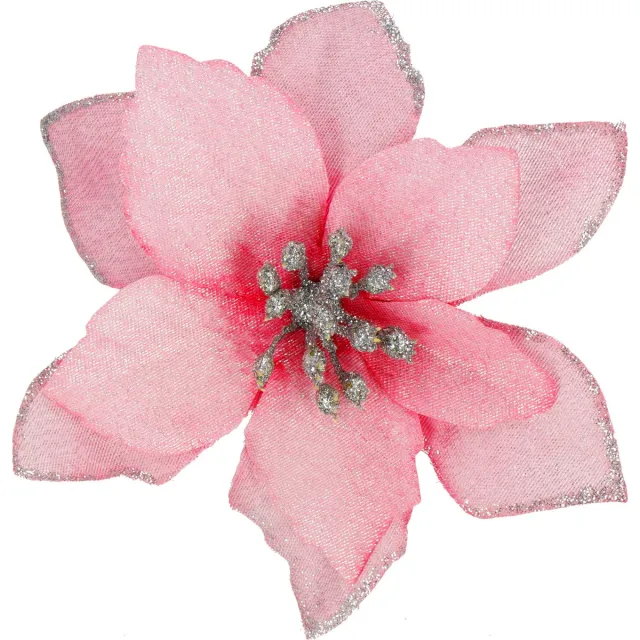 springos Kunstbloem | Kerst | Ster van Bethlehem | Roze | Glitters
