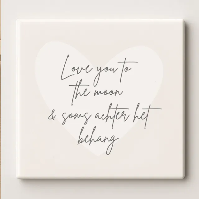 Nevolis Love You to the Moon Tegel 15x15cm – Romantische Citaat Keramische Wandtegel, Grappig en Lief Cadeau voor Partner of Woondecoratie Multi Color