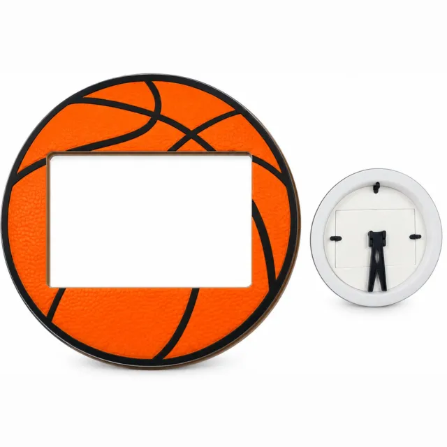 SWGOTA Houten fotolijst in basketbalvorm, diameter 20,5 cm, voor foto van 6 × 4 inch, staand of hangend, OPP-zakverpakking Oranje