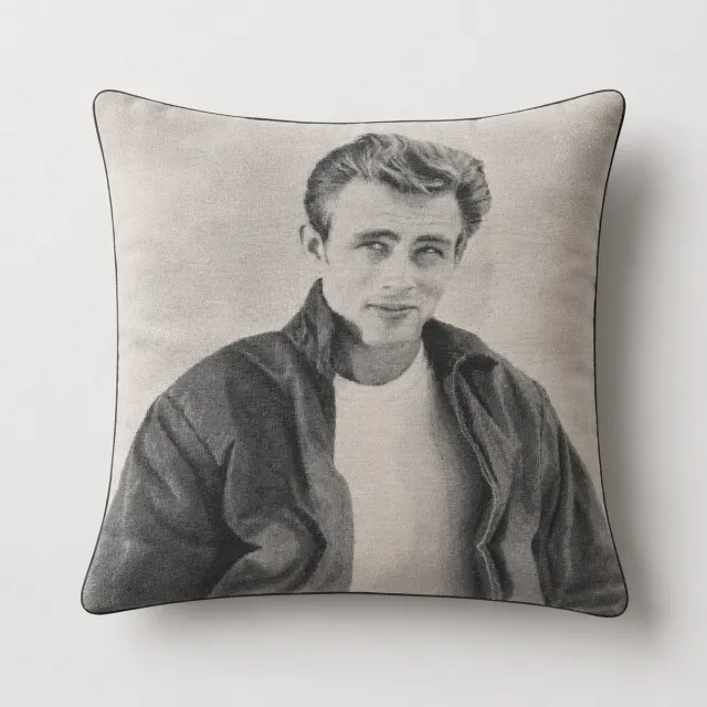 Unique Living 3 stuks - kussenhoes - sierkussenhoes -grijs - zwart - Film - filmster - James Dean - 45 x 45 cm - rits zwart - grijs - ecru