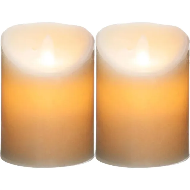 Atmosphera Led stompkaarsen - 2x stuks - Warm licht - Wit