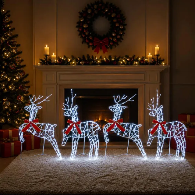 vidaXL Kerst Rendier 4 st 180 LED's Koel wit