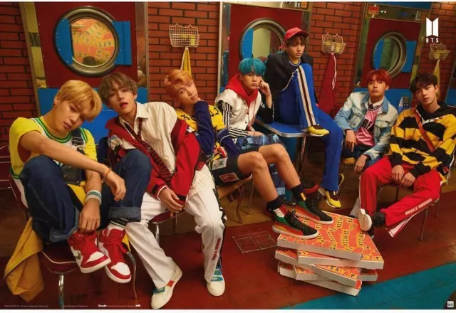 k-pop BTS Pizza Poster 91.5x61cm Multi color