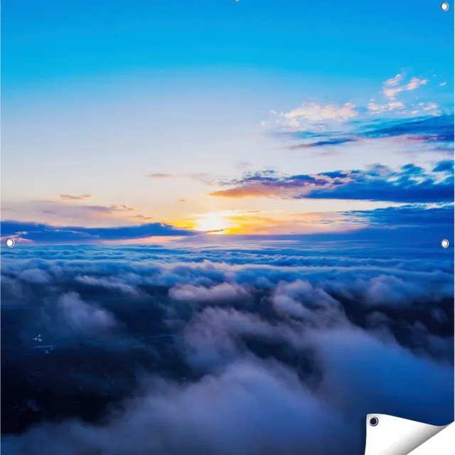 Gards Tuinposter Zonsondergang in de Wolken - 100x100 cm - Tuindoek - Tuindecoratie - Wanddecoratie buiten - Tuinschilderij Multikleur