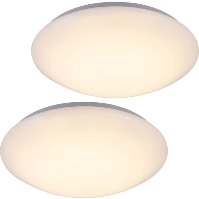 Globo Plafondlamp LED plafondlamp woonkamer wit rond, metaal acryl, 16W 880lm warm wit, DxH 34.5x9 cm, set van 2