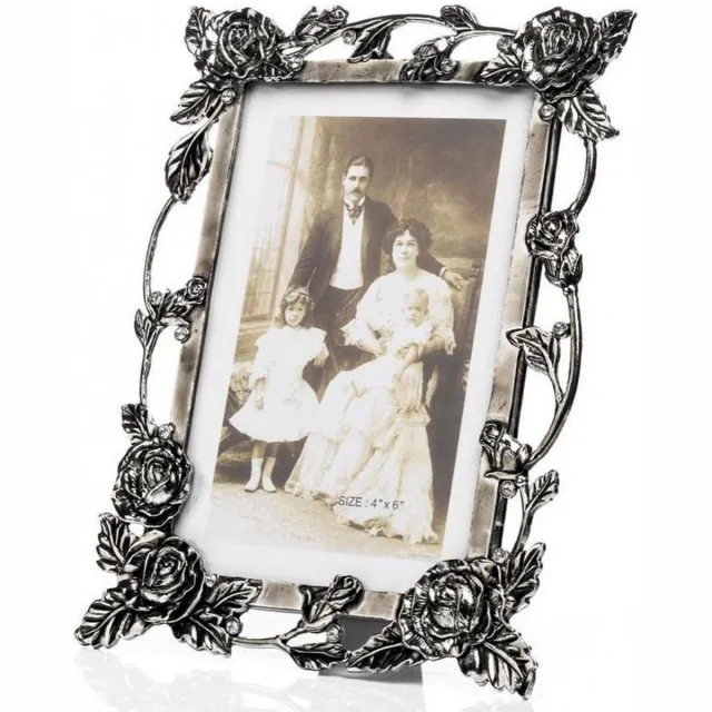 Alle lijsten AL - Klassiek Verzilverde Fotolijst - Roos Strass - 9 x 13 cm