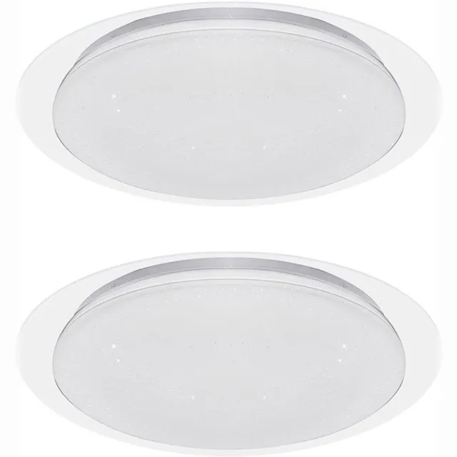 V-TAC LED plafondlamp dimbaar met afstandsbediening keukenlamp sterrenhemel effect, nachtlamp timer, 40W 2800lm warm wit-koud wit, DxH 46,5 x 7,5 cm, set van 2