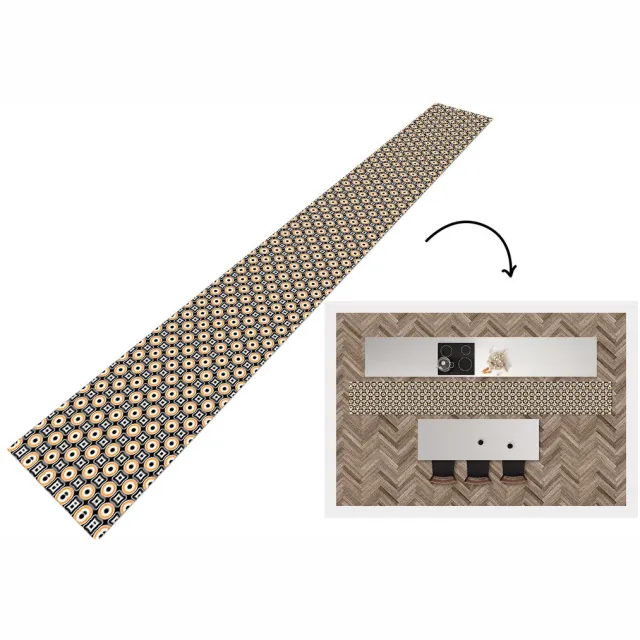 KitchenYeah Keukenloper 480x60 cm - Keukenmat vinyl Patroon - Cirkel - Retro - Keukenmatten loper - Keuken vloerkleed tapijt