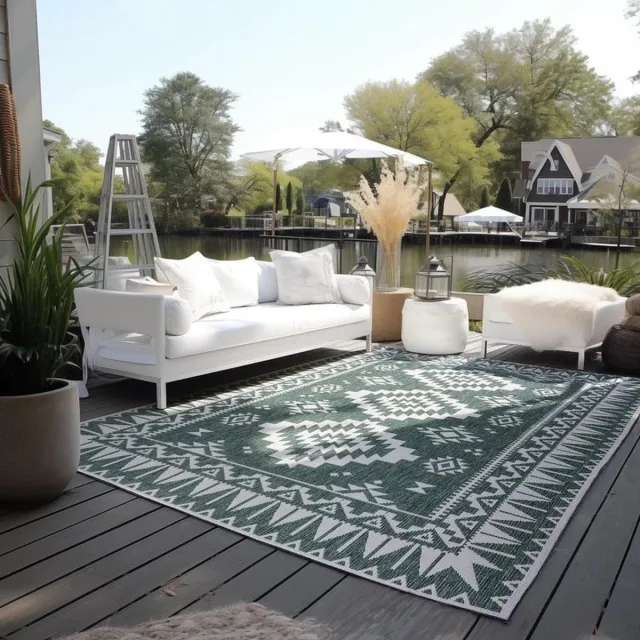 flycarpets Elle Decoration - Binnen & Buitenkleed - Omkeerbaar - Gemini - Groen - 160x230 cm