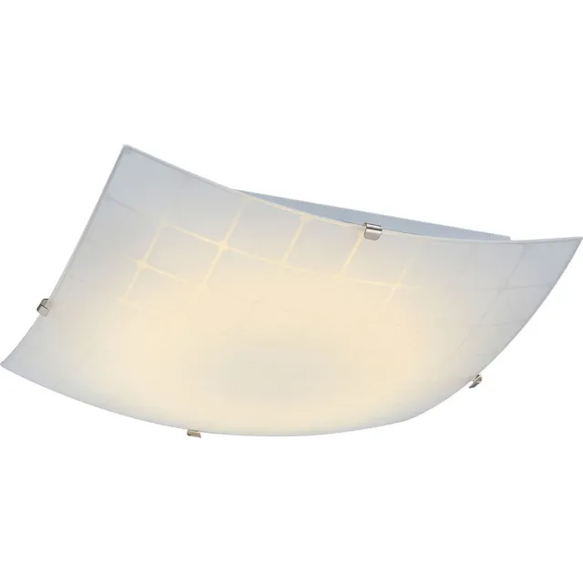 Globo Lighting Plafondlamp glas wit Hallamp Woonkamerlamp Plafond chroom, vierkant, 1x LED 12W 900Lm warm wit, LxBxH 30x30x8,5 cm