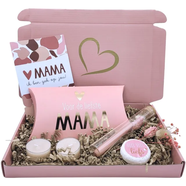 Memories Are Timeless Moederdag Cadeaupakket - Kadootje voor moeder - Voor de liefste mama - Waxinelichtjes - Kaars - Zeep - Droogbloemen - Wenskaart - Lief cadeau