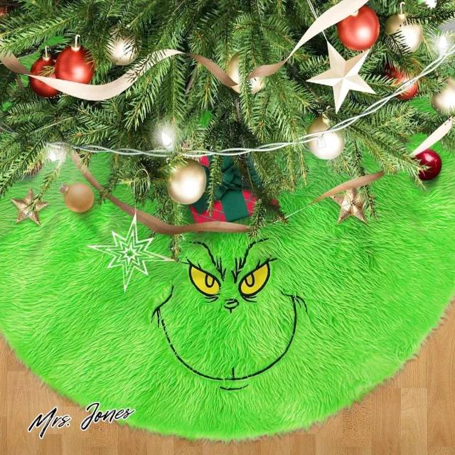 Mrs. Jones Kerstboom rok pluche imitatiebont groene boom rok pluizige monster kerstboom mat boomkussen vakantie huisdecoraties - groen 120 cm . multi-color