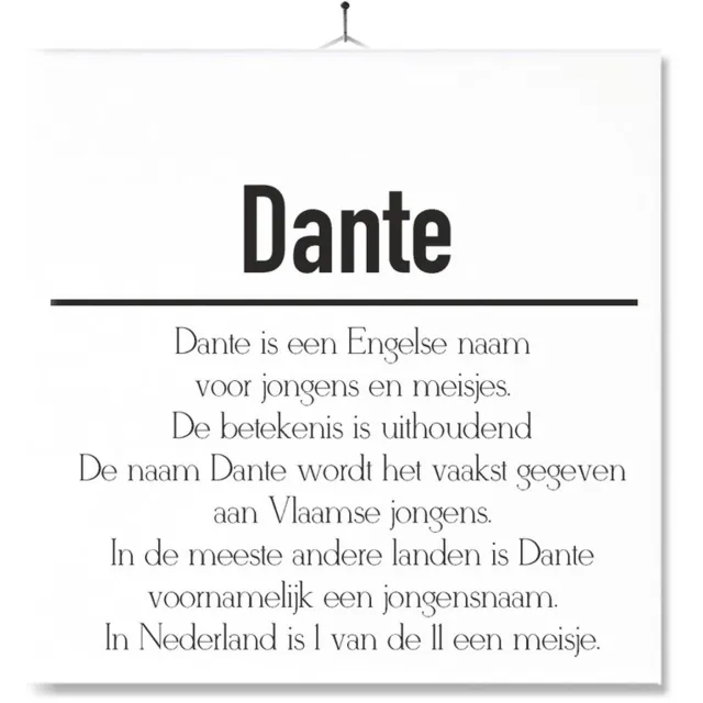 MC Living Tegel Met Opdruk | Betekenis | Kado | Cadeau | Met Naam - Dante Multi-Color