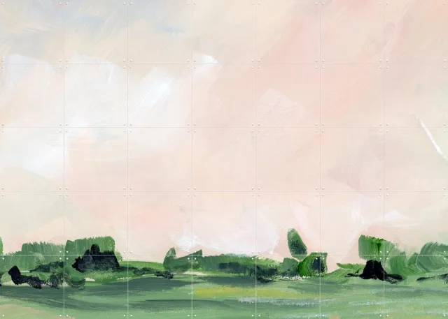 IXXI Rose Sky, Green Barn Studio - 140 x 100 cm - Grote wanddecoratie en posters - Kleurrijk, Olieverf, Abstract, Impressionisme, Slaapkamer Groen