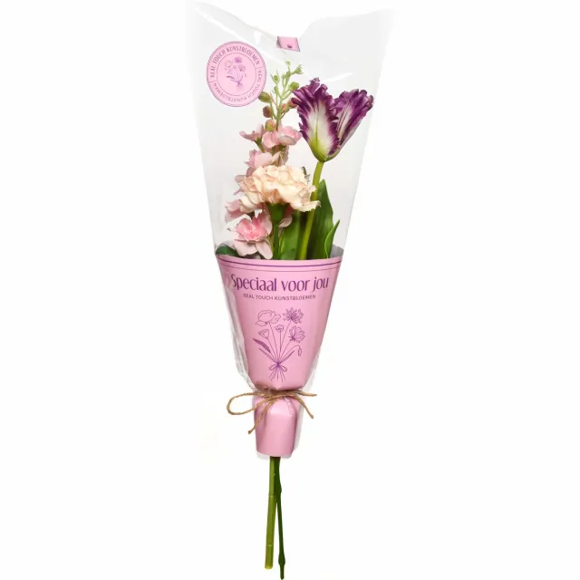 My-Moments.nl Real Touch bloemenboeket – Ik denk aan je - Kunstbloemen - Cadeau roze