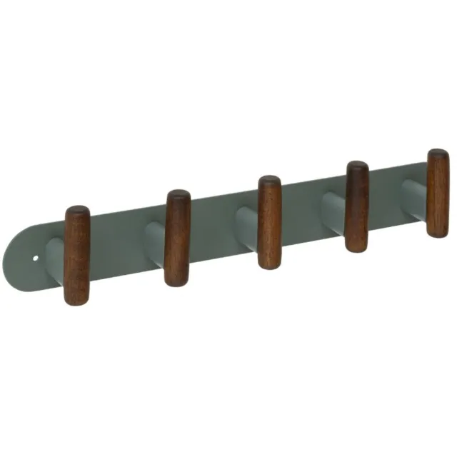 5 Five Simply Smart Wandkapstok metaal/hout 40cm met 5 ophanghaken Five® Cassie - Groen Vert fonce