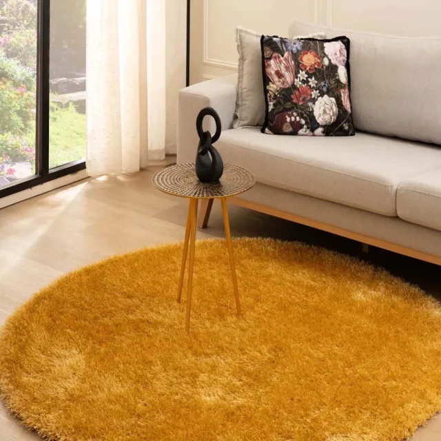Tapeso Velvet vloerkleed rond - Posh goud 200