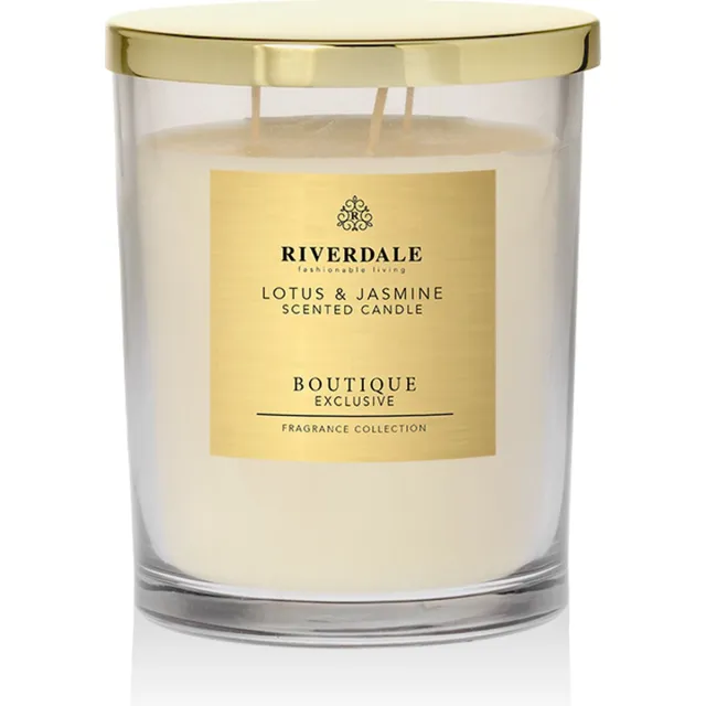 Riverdale Geurkaars - Boutique Exclusive lijn - Geurkaars in pot - Lotus & Jasmine - 13cm hoog. Wit