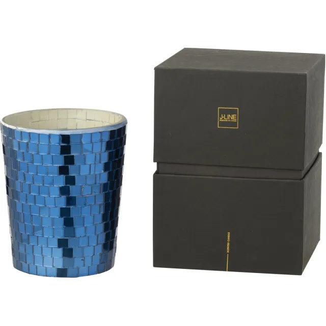 J-Line geurkaars Spiegel - Moon Water & Sage - glas - blauw